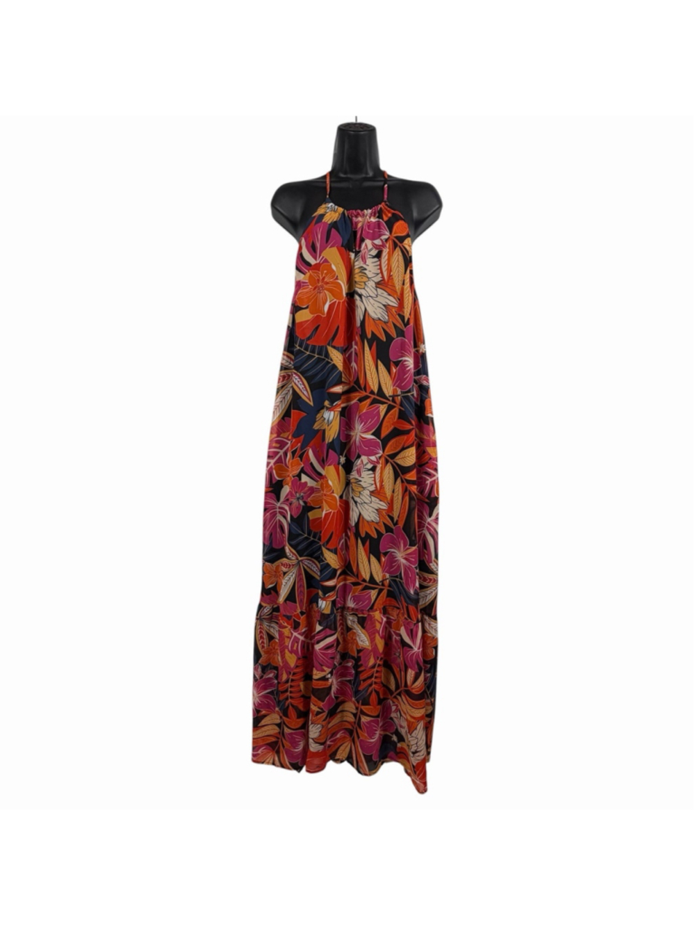 Mainstrip Halter Maxi Dress Tropical Floral Boho Resort Women's Size Medium NWT